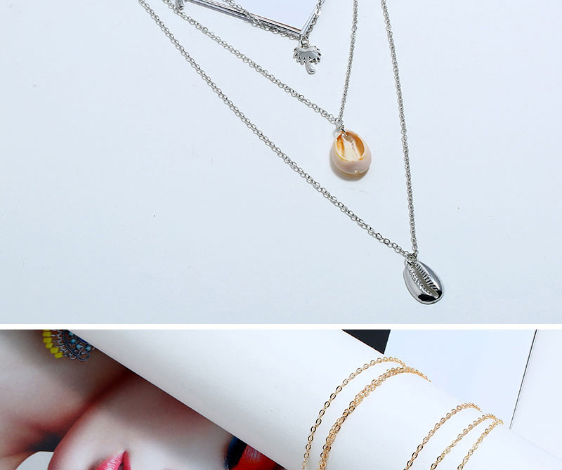 Fashion Gold Metal Seashell Multi-layer Necklace,Multi Strand Necklaces