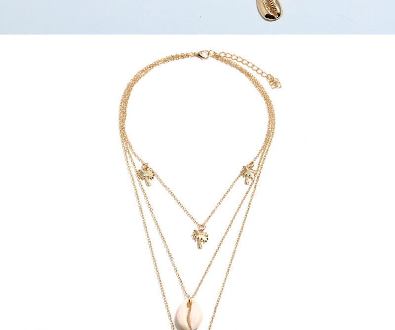 Fashion Gold Metal Seashell Multi-layer Necklace,Multi Strand Necklaces