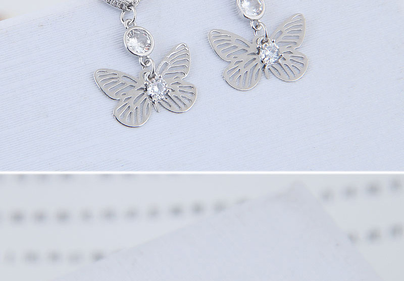 Fashion Gold  Silver Needle Love Butterfly Stud Earrings,Stud Earrings