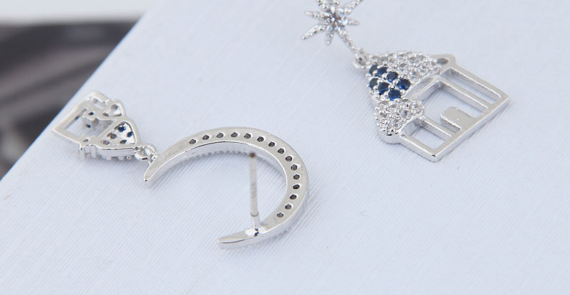 Fashion Silver  Silver Pin Small Female Asymmetric Earrings,Stud Earrings