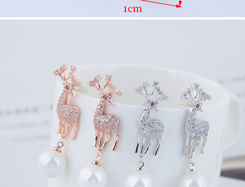 Fashion Silver  Silver Needle Christmas Deer Stud Earrings,Stud Earrings