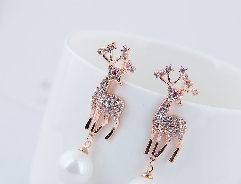 Fashion Silver  Silver Needle Christmas Deer Stud Earrings,Stud Earrings