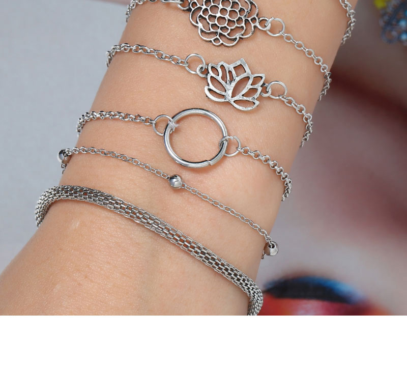 Fashion Gold Rose Sun Flower Chain Accessories Six-piece Bracelet,Fashion Bracelets