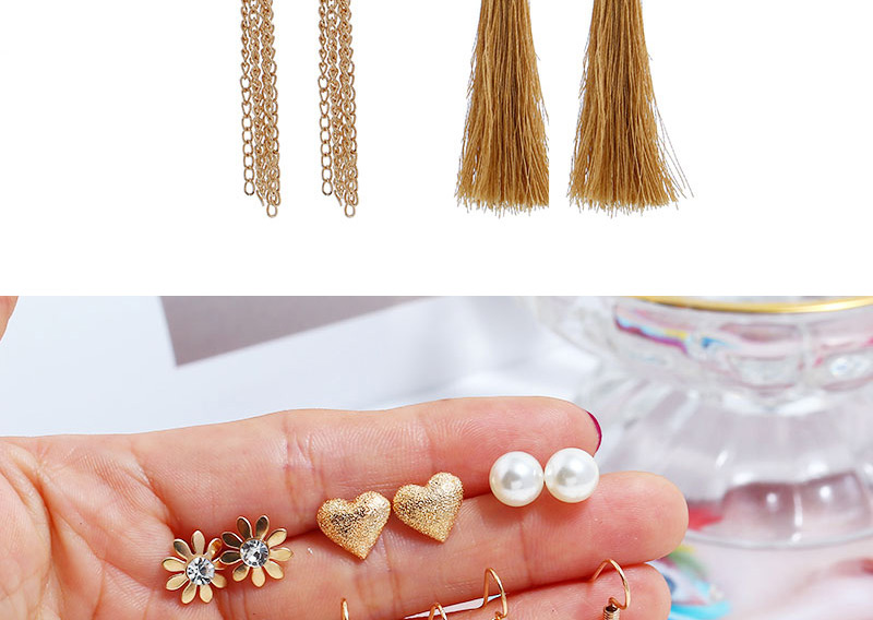 Fashion Gold Metal Multi-piece Earrings,Drop Earrings