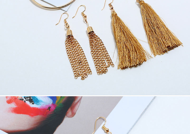 Fashion Gold Metal Multi-piece Earrings,Drop Earrings