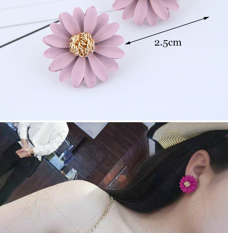 Fashion Light Purple Metal Flower Earrings,Stud Earrings