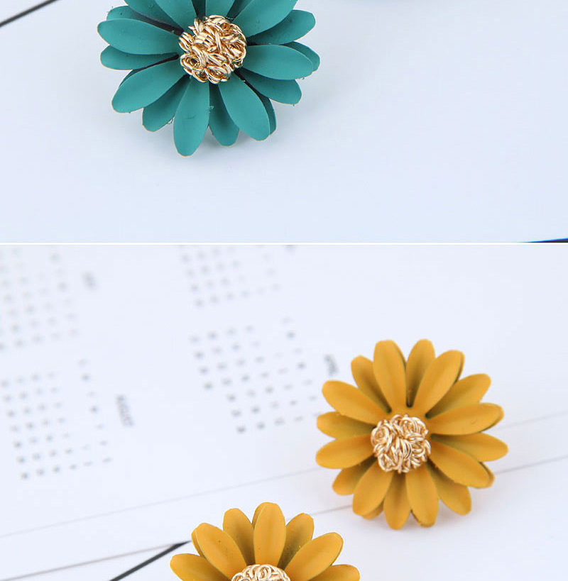 Fashion Yellow Metal Flower Earrings,Stud Earrings