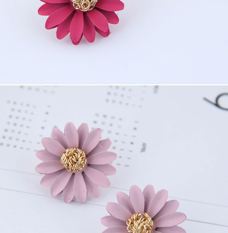 Fashion Light Purple Metal Flower Earrings,Stud Earrings