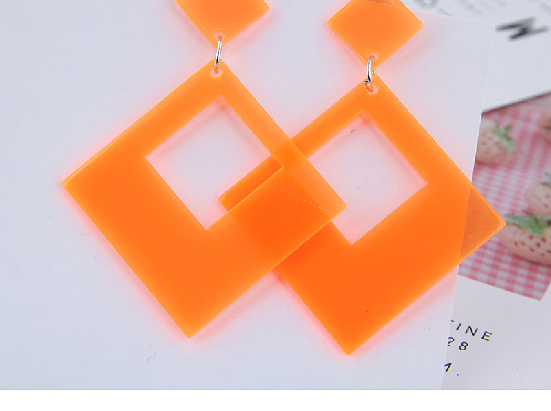 Fashion Orange Geometric Square Earrings,Drop Earrings