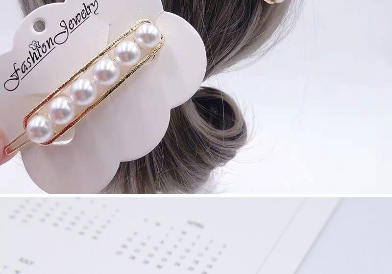 Fashion Champagne Metal Inlaid Pearl Hair Clip,Hairpins