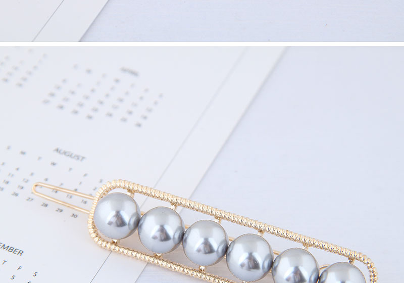 Fashion Champagne Metal Inlaid Pearl Hair Clip,Hairpins