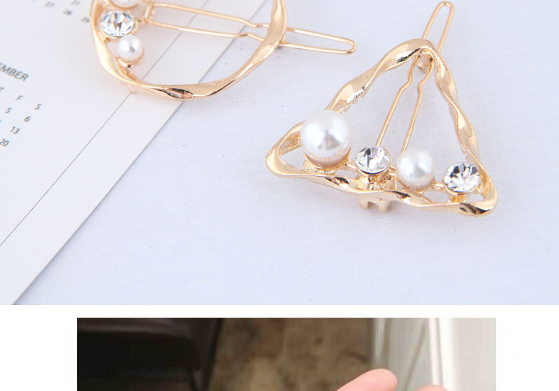 Fashion Gold Metal Pearl Diamond Hair Clip (circle),Hairpins