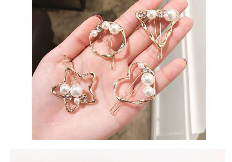 Fashion Gold Metal Pearl Diamond Hair Clip (triangle),Hairpins