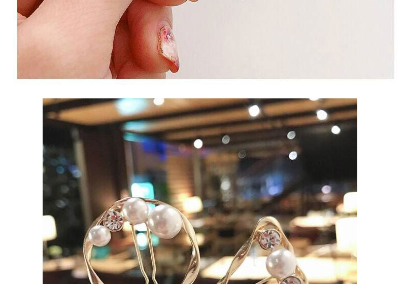 Fashion Gold Metal Pearl Diamond Hair Clip (peach Heart),Hairpins