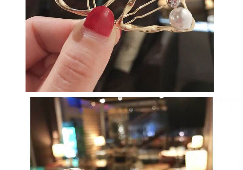 Fashion Gold Metal Pearl Diamond Hair Clip (peach Heart),Hairpins