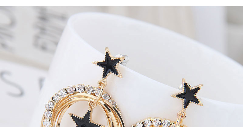 Fashion Gold Flash Diamond Five-pointed Star Multi-circle Earrings,Drop Earrings