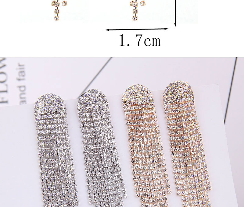 Fashion Silver Metal Drill Tassel,Drop Earrings