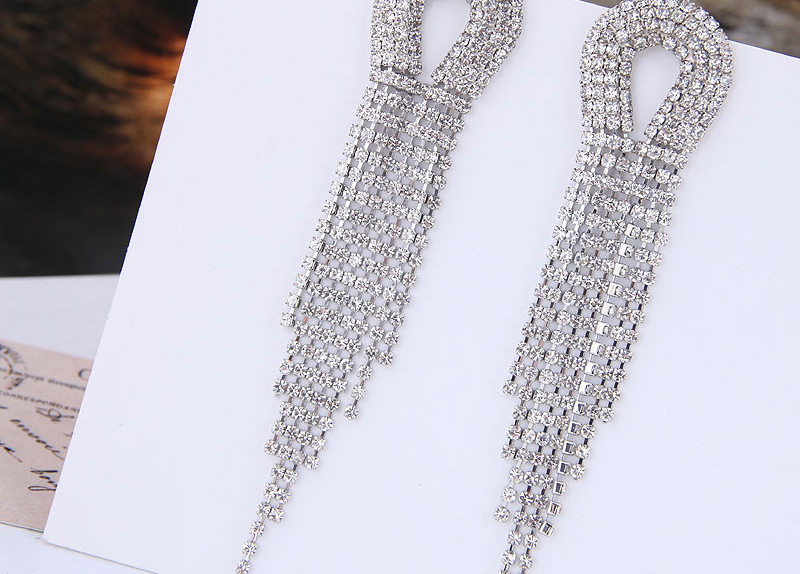 Fashion Gold Metal Knotted Drill Tassel,Drop Earrings