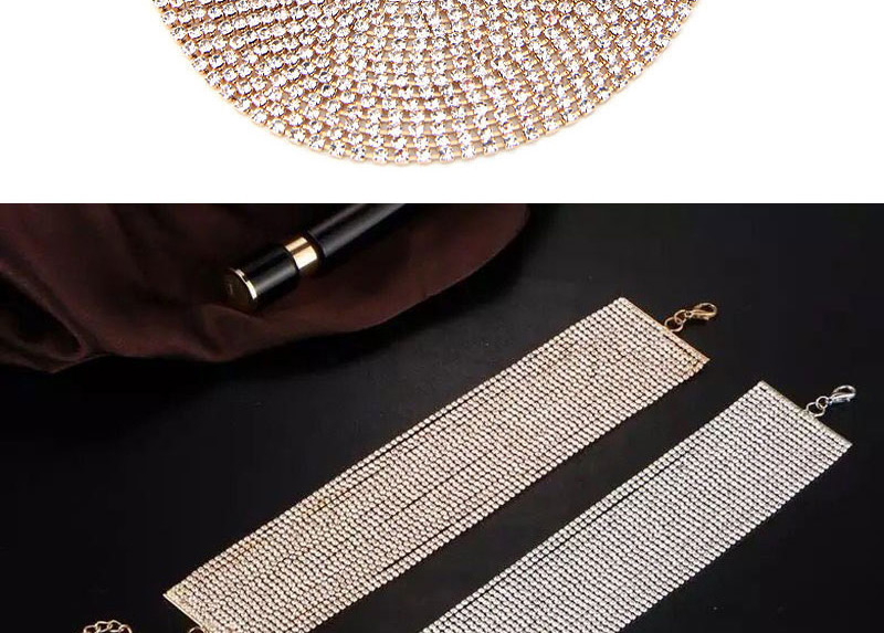 Fashion Silver Metal Flash Drill Multi-layer Necklace,Bib Necklaces
