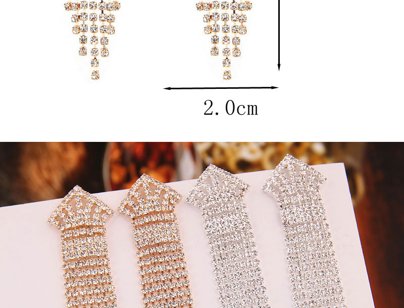 Fashion Silver Metal Crown With Tassel Earrings,Drop Earrings