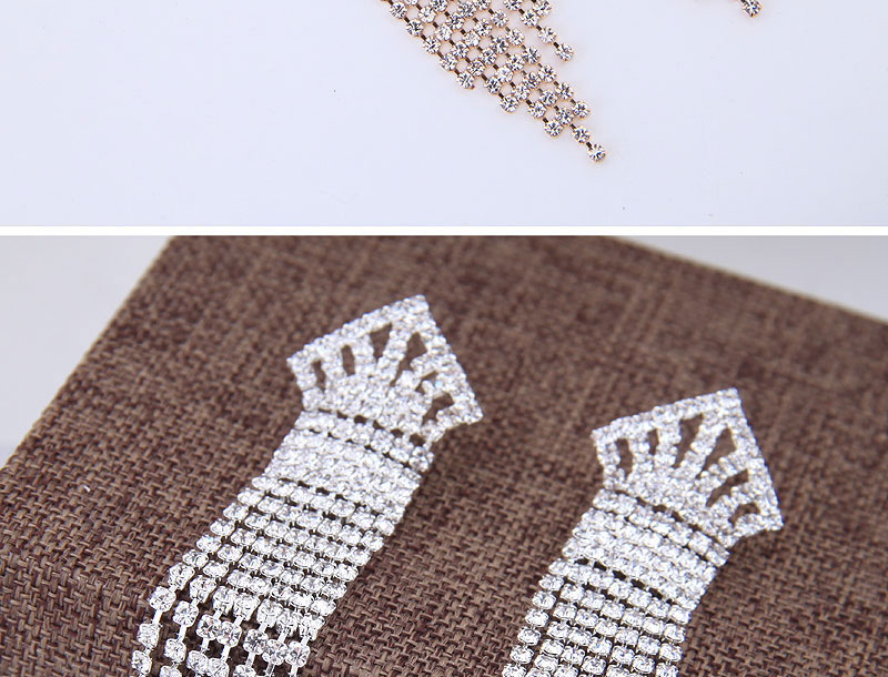 Fashion Silver Metal Crown With Tassel Earrings,Drop Earrings