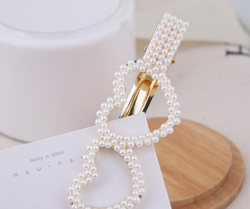 Fashion Gold Imitation Pearl Small Flower Hairpin (double Heart),Hairpins