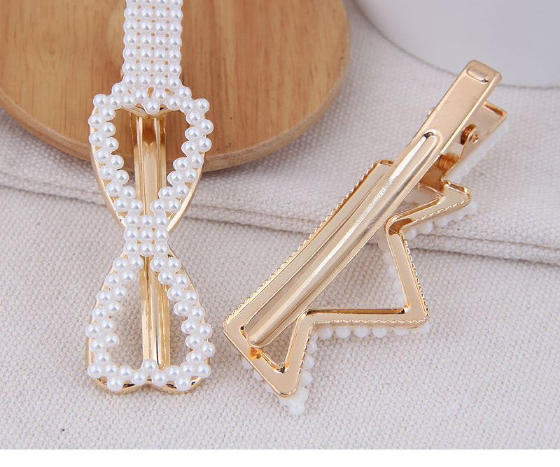 Fashion Gold Imitation Pearl Small Flower Hairpin (double Heart),Hairpins