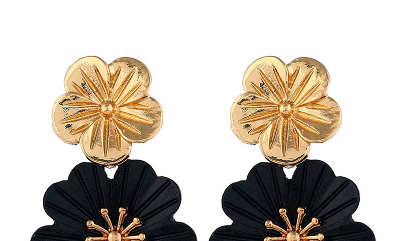 Fashion Black Metal Flower Earrings,Drop Earrings