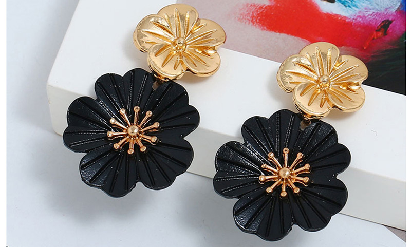 Fashion Black Metal Flower Earrings,Drop Earrings