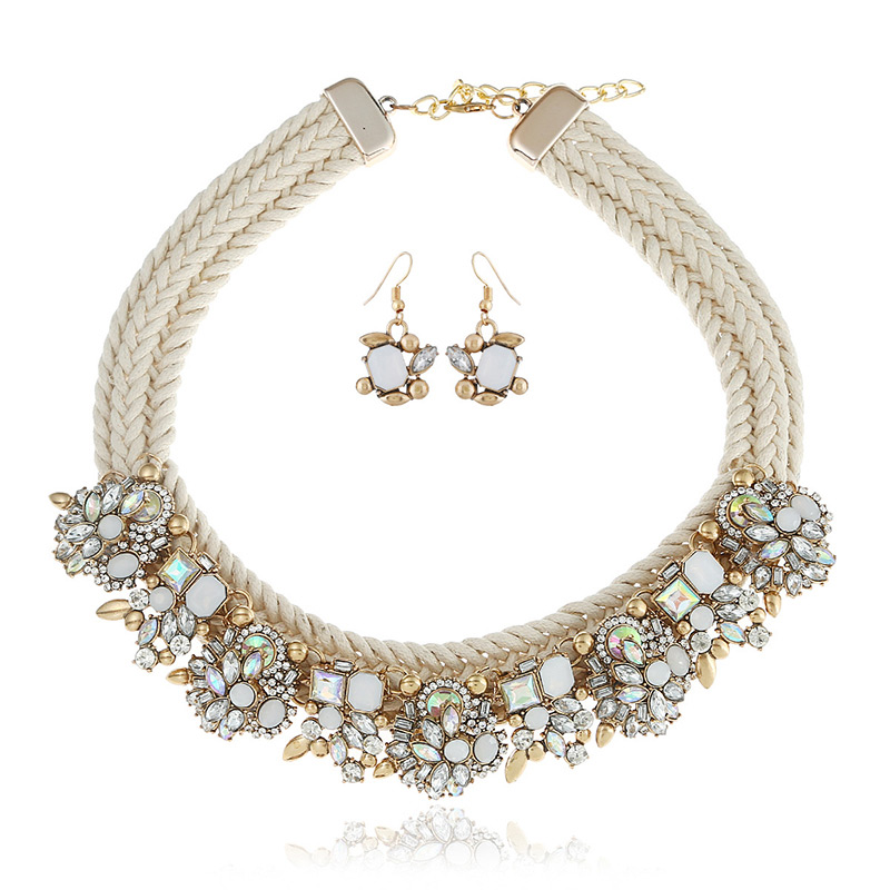 Fashion White Full Diamond Decorated Jewelry Sets,Jewelry Sets