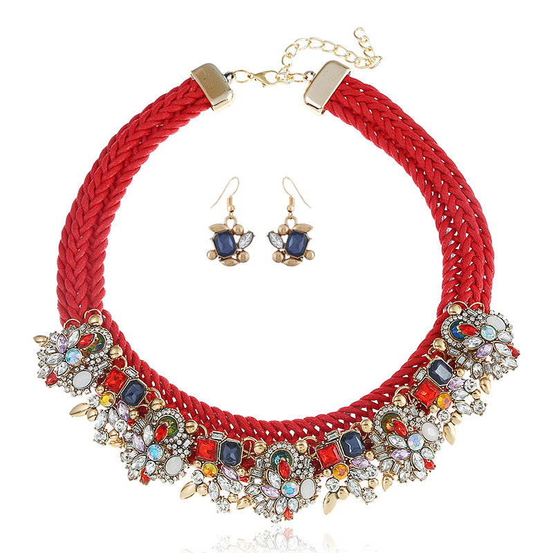 Fashion Red Full Diamond Decorated Jewelry Sets,Jewelry Sets