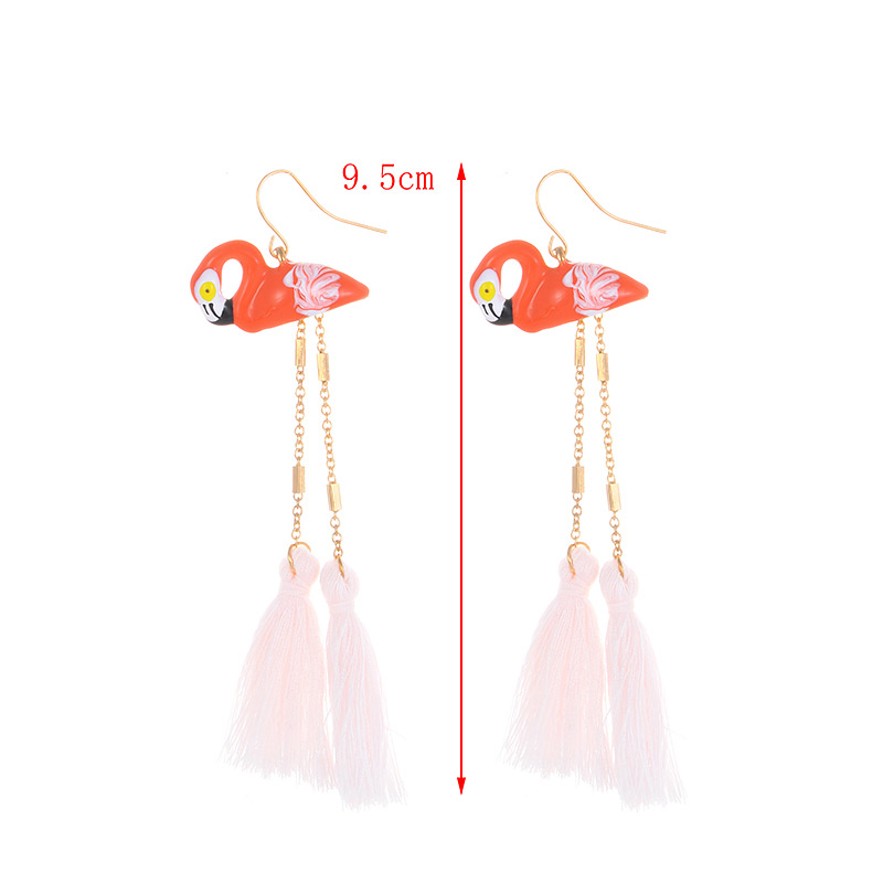 Fashion Pink Flamingo Shape Decorated Earrings,Drop Earrings