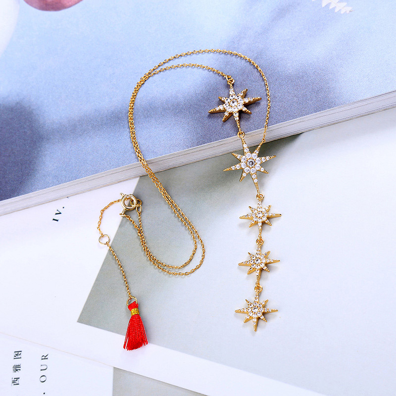 Fashion Gold Color Starfish Shape Decorated Necklace,Multi Strand Necklaces