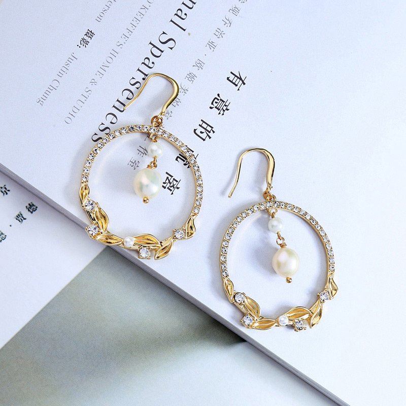 Fashion Gold Color Full Diamond Decorated Round Earrings,Drop Earrings
