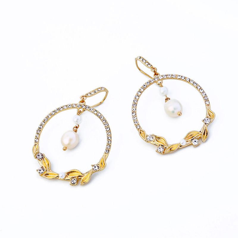 Fashion Gold Color Full Diamond Decorated Round Earrings,Drop Earrings