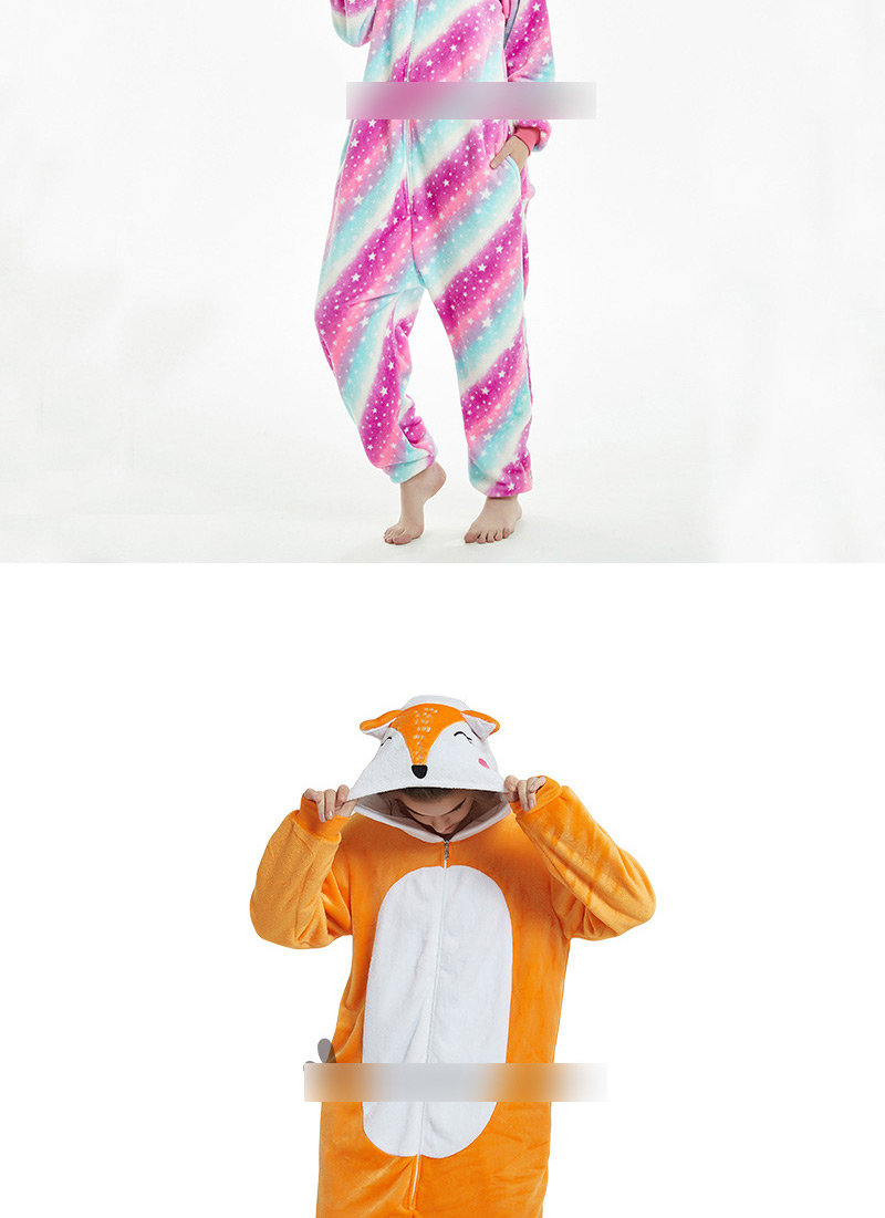 Fashion Light Orange Deer Shape Deocrated Jumpsuit(for Adult),Cartoon Pajama