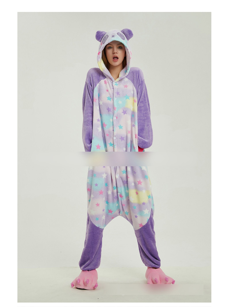 Fashion Multi-color Panda Shape Decorated Color-matching Jumpsuit(for Adult),Cartoon Pajama