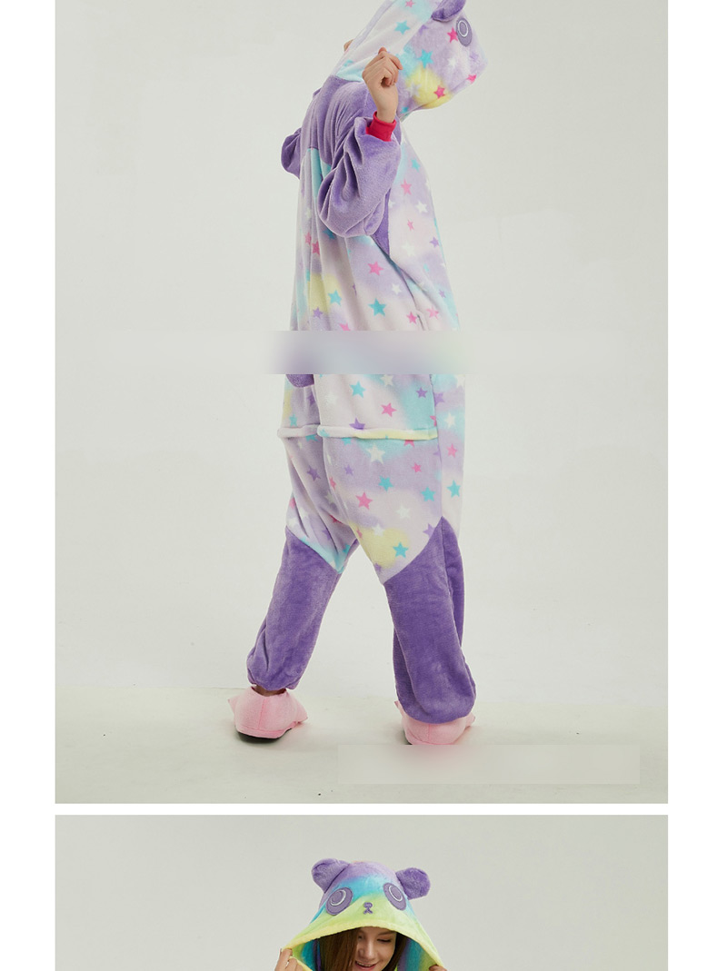 Fashion Purple Panda Shape Decorated Star Pattern Jumpsuit(for Child),Cartoon Pajama