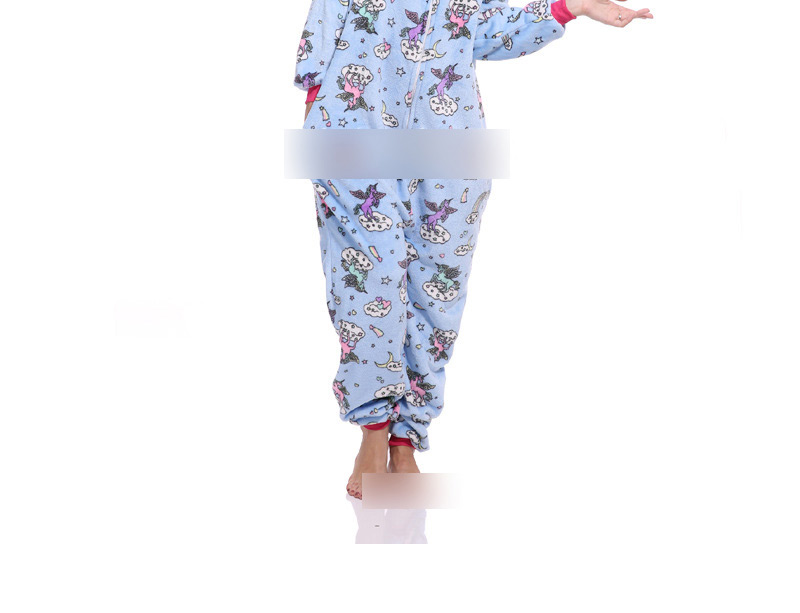 Fashion Blue Horse Pattern Decorated Jumpsuit(for Adult),Cartoon Pajama