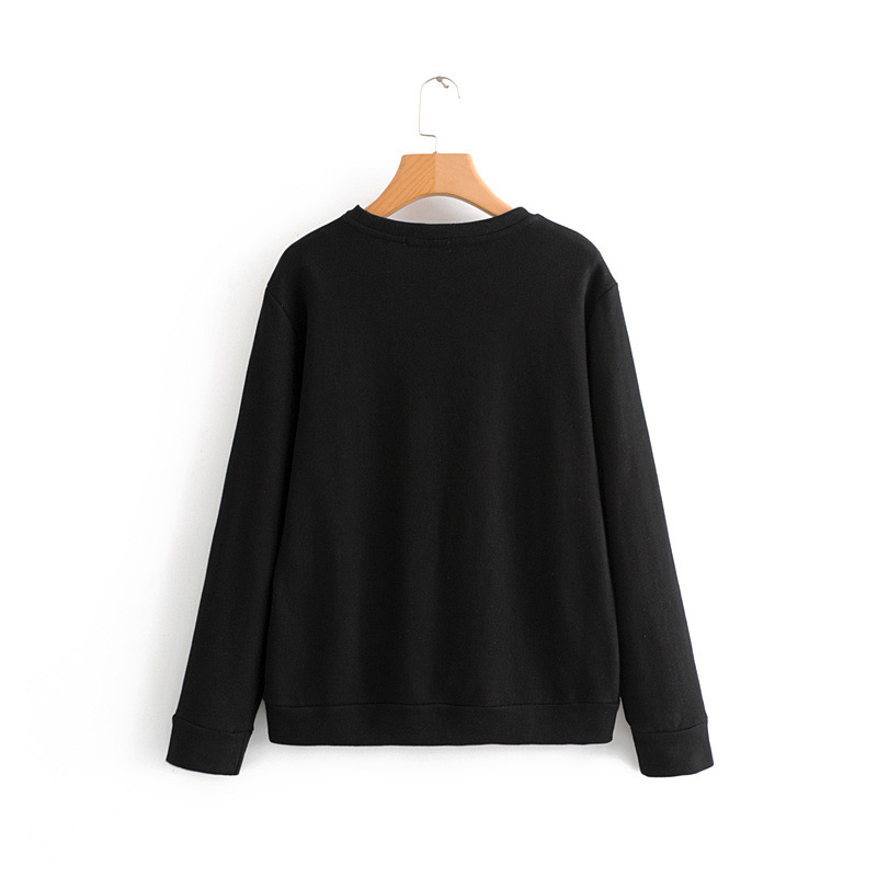 Fashion Black Round Neckline Design Simple Sweatshirt,Coat-Jacket