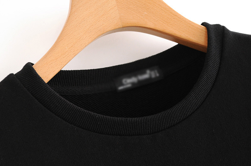 Fashion Black Round Neckline Design Simple Sweatshirt,Coat-Jacket