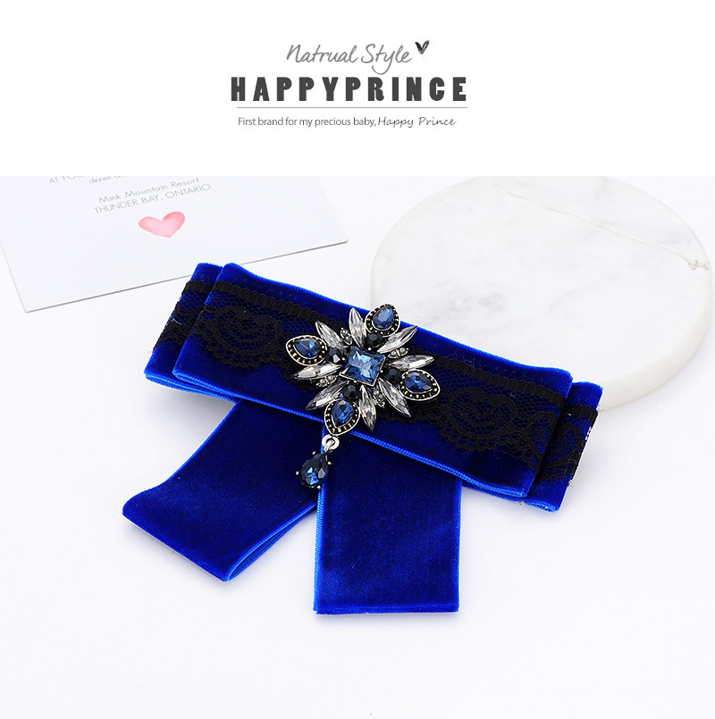 Fashion Sapphire Blue Flower Shape Decorated Bowknot Brooch,Korean Brooches