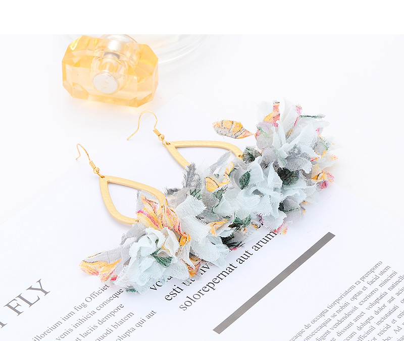Fashion Gray Waterdrop Shape Decorated Flower Earrings,Drop Earrings