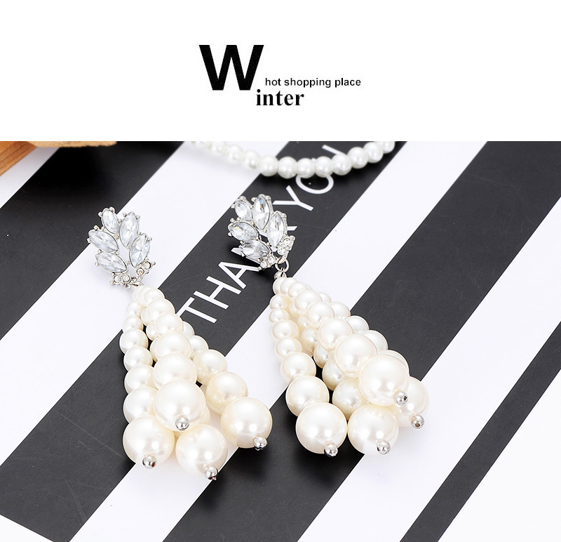 Fashion White Full Pearl Decorated Tassel Earrings,Drop Earrings