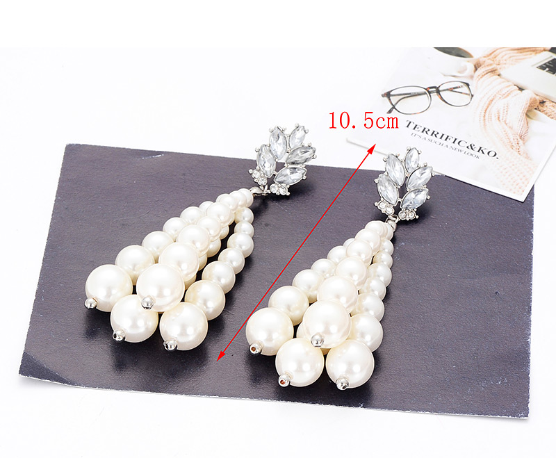 Fashion White Full Pearl Decorated Tassel Earrings,Drop Earrings