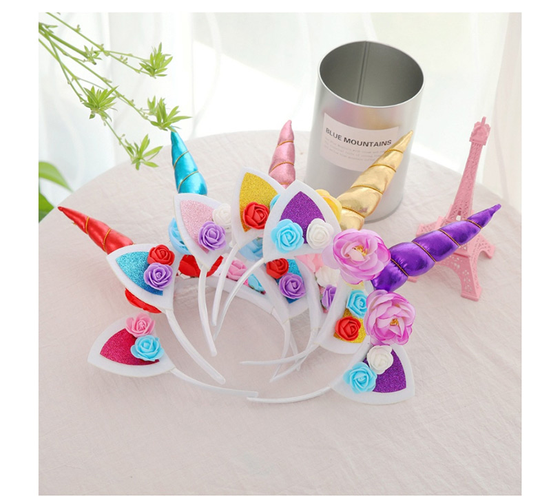 Fashion Red Flower Shape Decorated Unicorn Hairband,Festival & Party Supplies