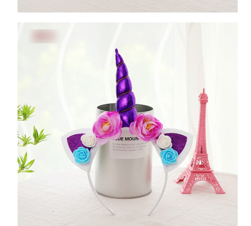 Fashion Purple Flower Shape Decorated Unicorn Hairband,Festival & Party Supplies