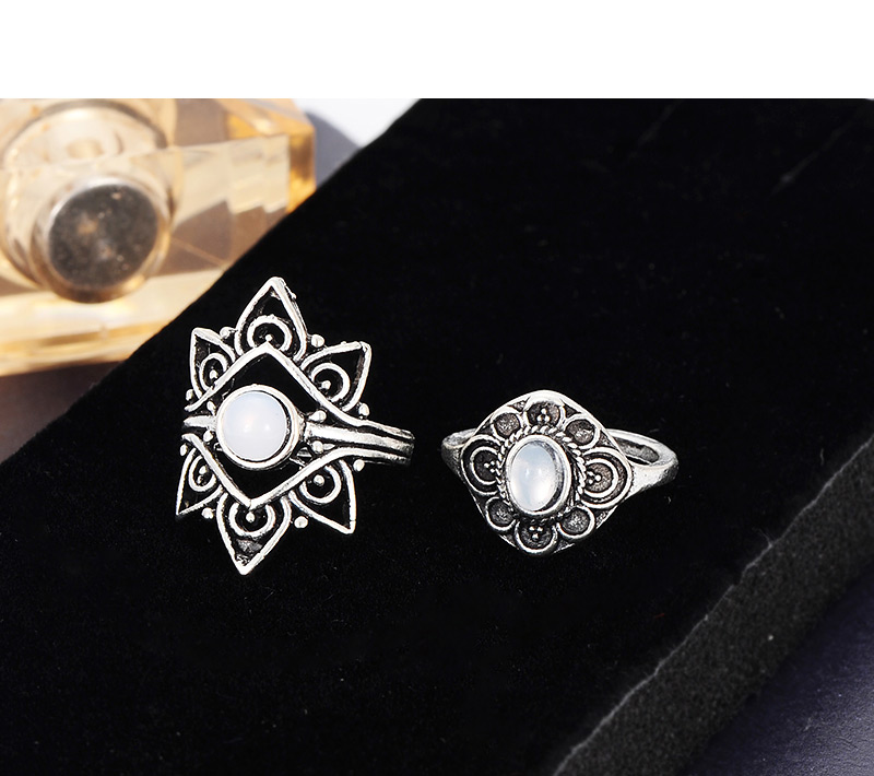Fashion Silver Color Flower Shape Decorated Rings(9pcs),Fashion Rings