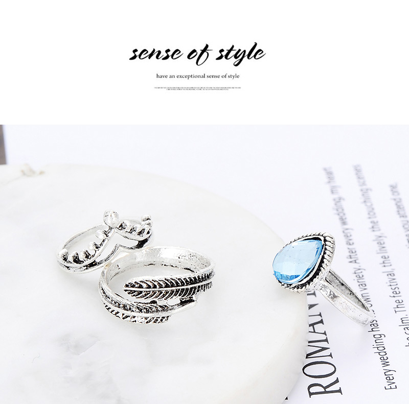 Fashion Silver Color Waterdrop Shape Decorated Rings(11pcs),Fashion Rings