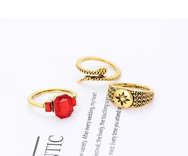 Fashion Gold Color Geometric Shape Decorated Rings(10pcs),Fashion Rings